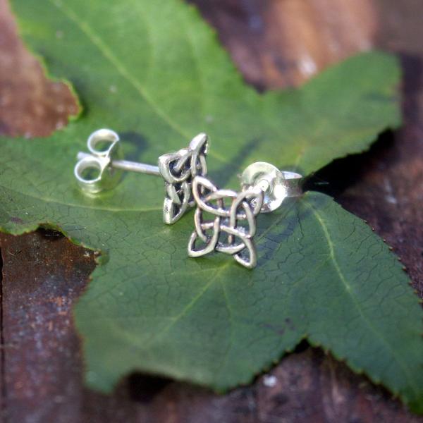 Silver Celtic Knot Stud Earrings - ESS-269 picture