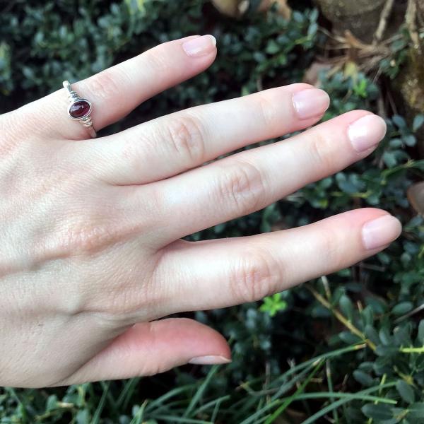 Silver Garnet Simplicity Ring - RSS-179 picture