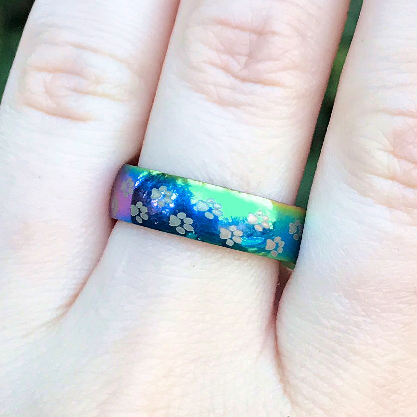 Steel Rainbow Pawprint Ring - RST-A220 picture
