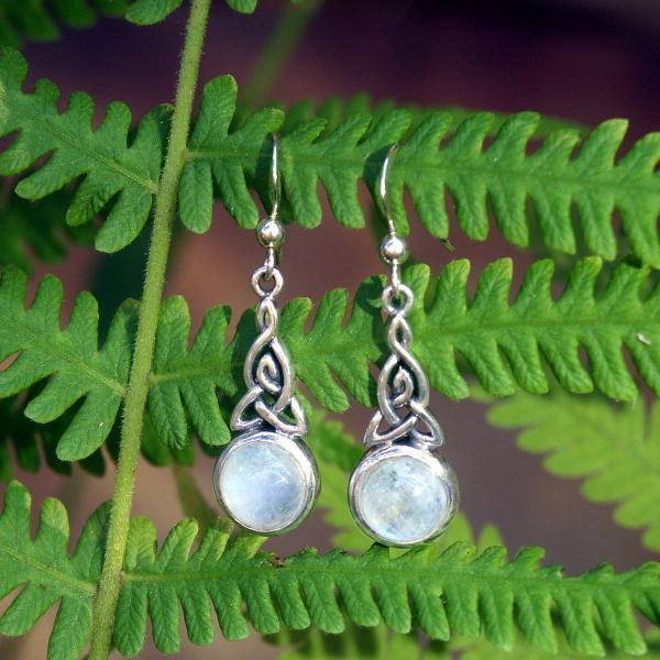 Silver Celtic Moonstone Earrings - ESS-306 picture