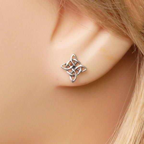 Silver Celtic Knot Stud Earrings - ESS-269 picture