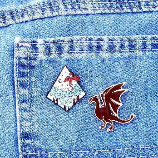 Brown Dragon Enamel Pin - PIN-184 picture