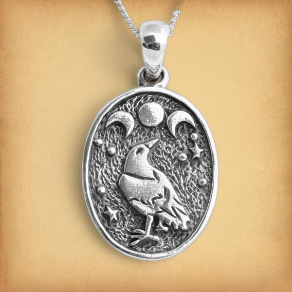 Silver Raven Moon Pendant - PSS-3044