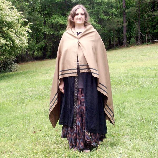 Tawny Gold Viking-Style Cloak with Trim - CLK-112 picture