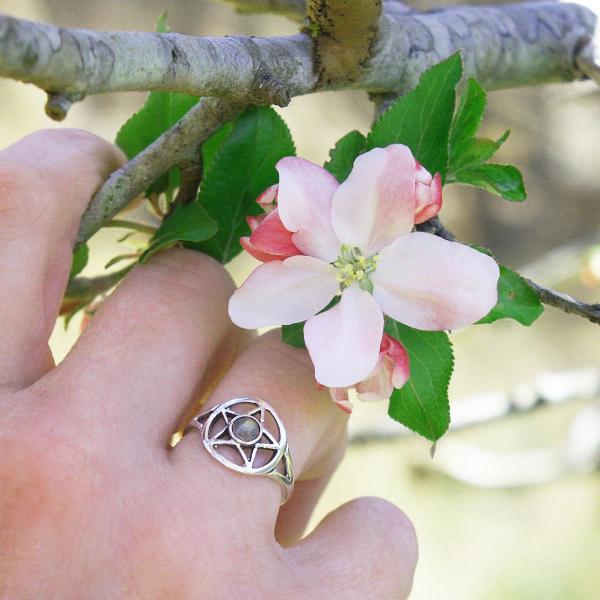 Silver Labradorite Pentacle Ring - RSS-5LB picture