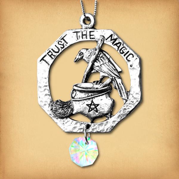 Raven and Cauldron Pewter Suncatcher - PEW-6078