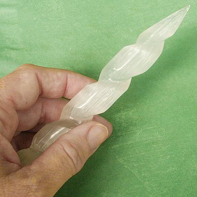 Carved Selenite "Unicorn Horn" Wand - WAND-UNI picture