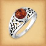 Silver Celtic Amber Ring - RSS-327