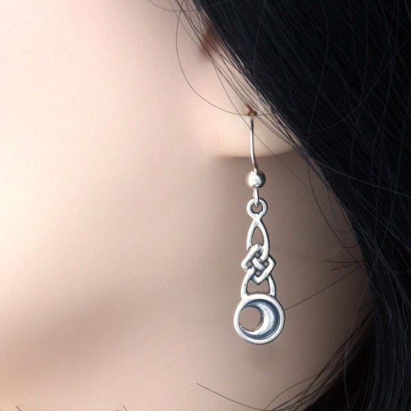 Silver Celtic Moon Earrings - ESS-206 picture