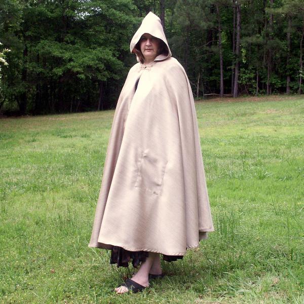 Pale Gold Full Circle Cloak with Hood and Pockets - CLK-095