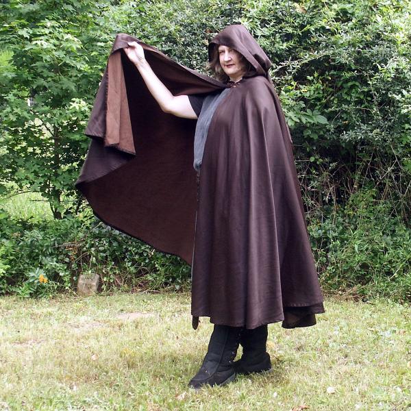 Black/Brown Full Circle Cloak with Pixie Hood - CLK-123