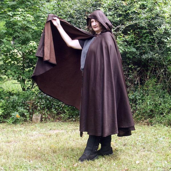 Black/Brown Full Circle Cloak with Pixie Hood - CLK-123 picture