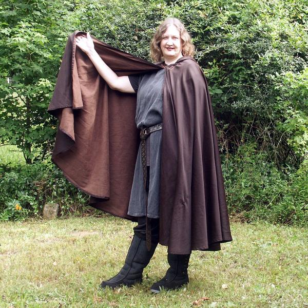 Black/Brown Full Circle Cloak with Pixie Hood - CLK-123 picture