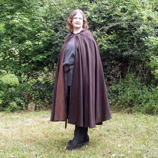 Black/Brown Full Circle Cloak with Pixie Hood - CLK-123 picture