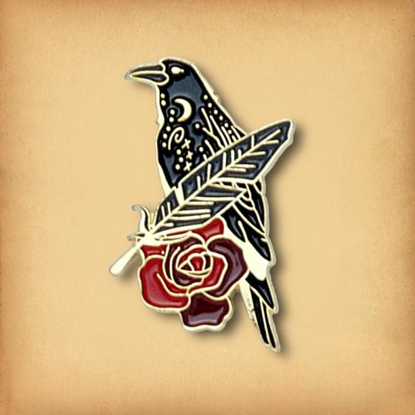 Crow and Quill Enamel Pin - PIN-172 picture