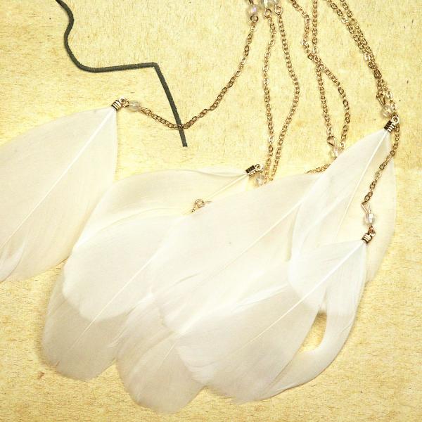 White Feather Dangle Wire Ear Cuff - FTH-E22 picture