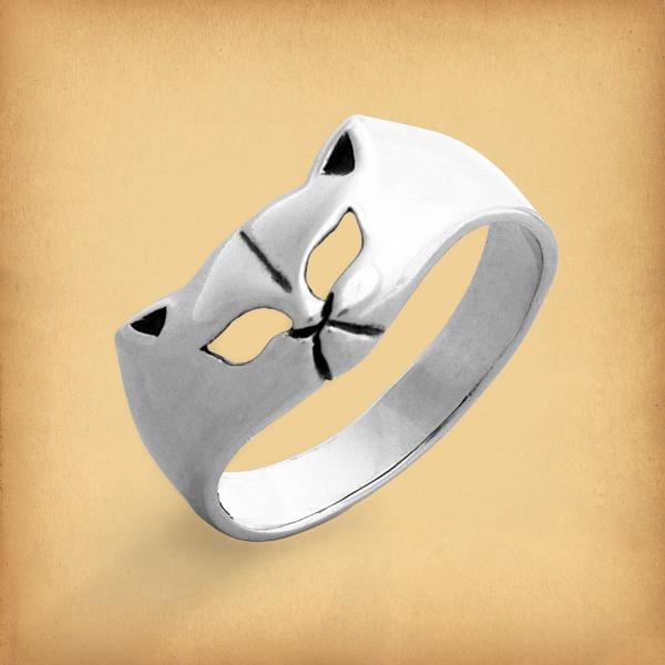 Silver Cat Face Ring - RSS-439