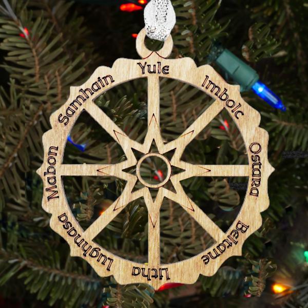 Wheel of the Year Wooden Yule Ornament - ORN-D05