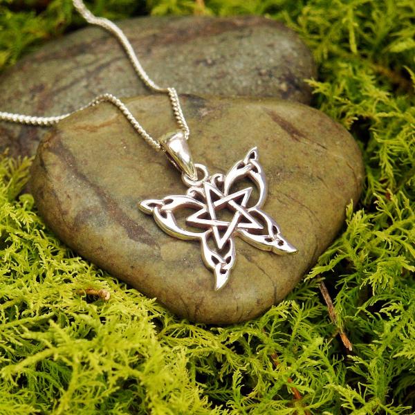 Silver Petite Celtic Butterfly Pendant - PSS-610 picture