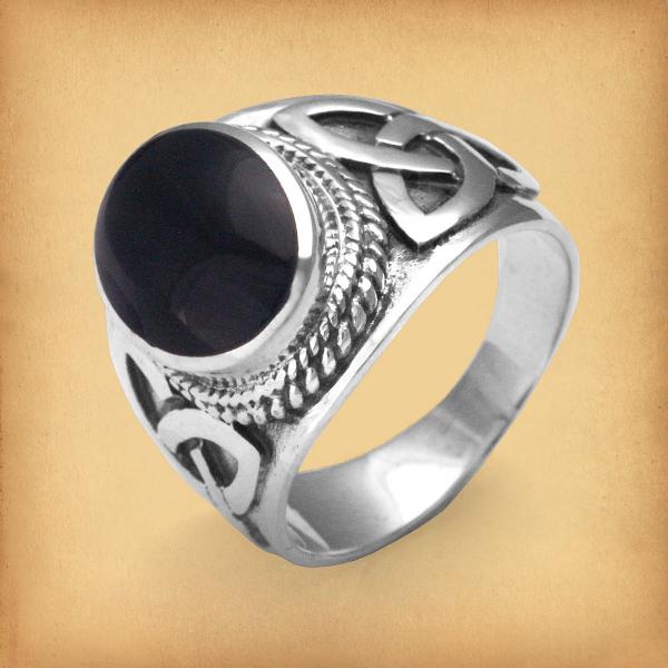 Silver Celtic Onyx Men's Ring - RSS-531 picture