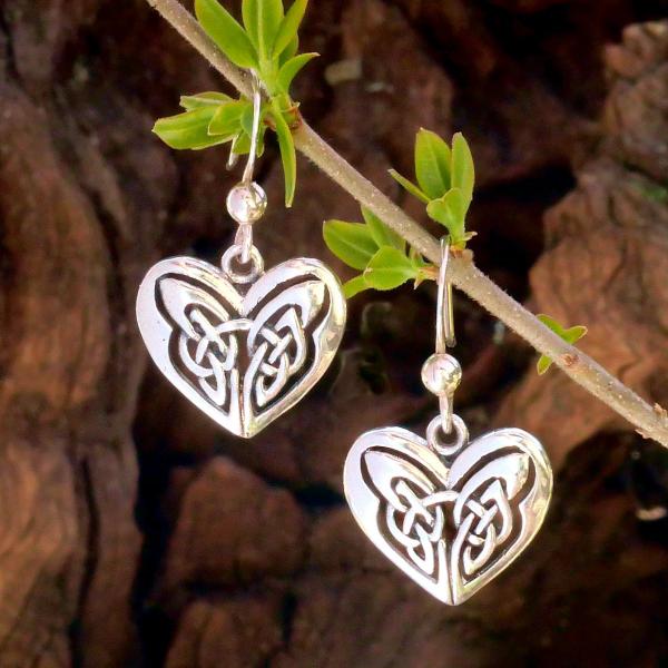 Silver Celtic Heart Earrings - ESS-490 picture