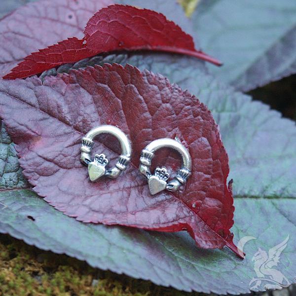 Silver Tiny Claddagh Earrings - ESS-507 picture