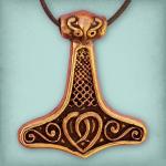 Bronze Thor's Hammer Pendant with Heart - PBZ-294