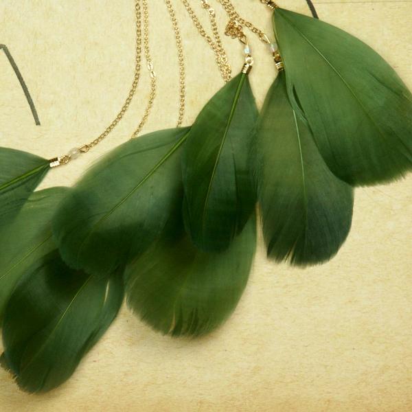 Green Feather Dangle Wire Ear Cuff - FTH-E20 picture