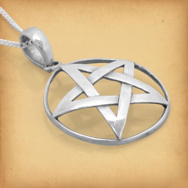 Silver Domed Pentacle Pendant - PSS-G290 picture