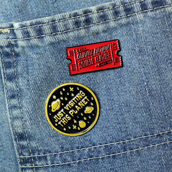 Double Feature Ticket Enamel Pin - PIN-062 picture