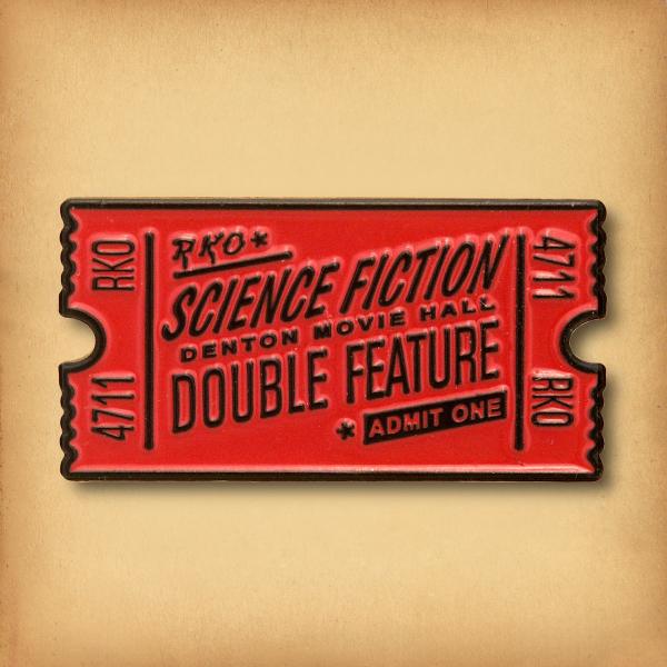 Double Feature Ticket Enamel Pin - PIN-062