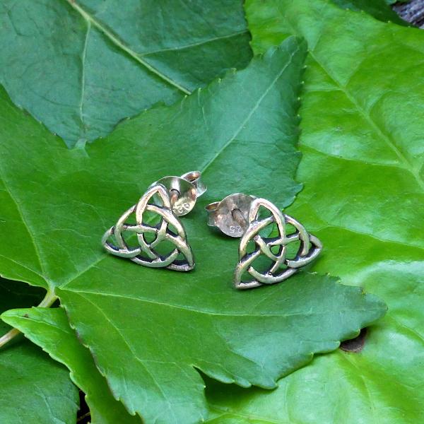 Silver Triquetra Stud Earrings - ESS-497 picture