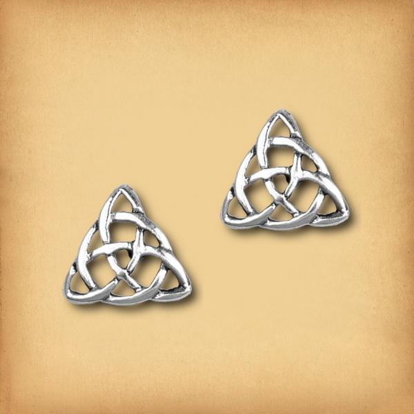 Silver Triquetra Stud Earrings - ESS-497 picture