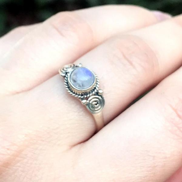 Silver Moonstone Spirals Ring - RSS-516 picture