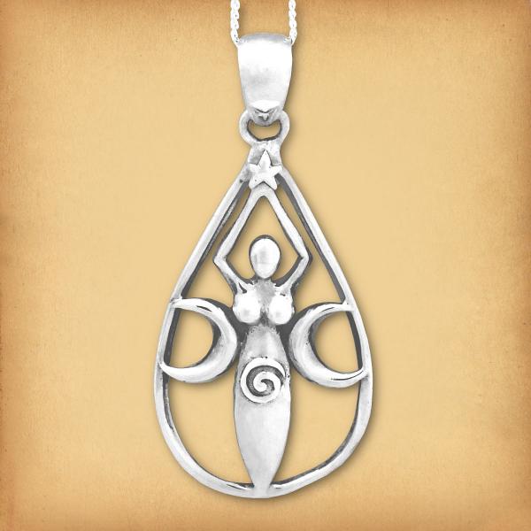 Silver Teardrop Goddess Pendant - PSS-G230 picture