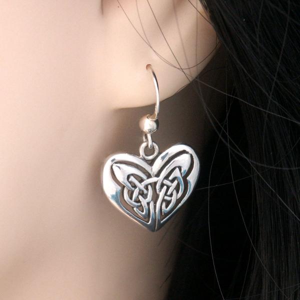 Silver Celtic Heart Earrings - ESS-490 picture