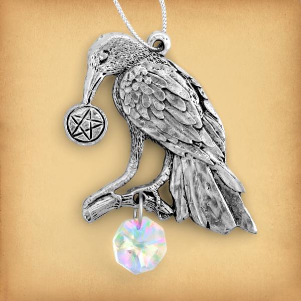 Raven and Pentacle Pewter Suncatcher - PEW-6066