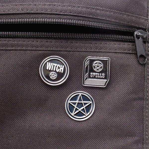 Black Pentacle Enamel Pin - PIN-020 picture