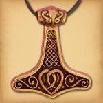Bronze Thor's Hammer Pendant with Heart - PBZ-294