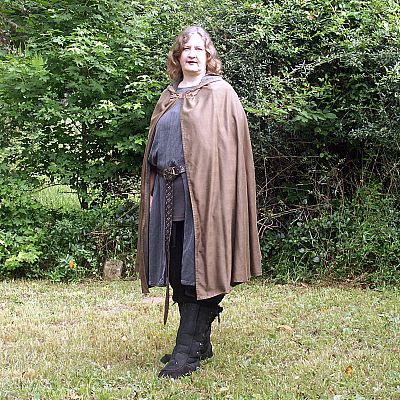 Brown Half Circle Cloak with Hood - CLK-122 picture