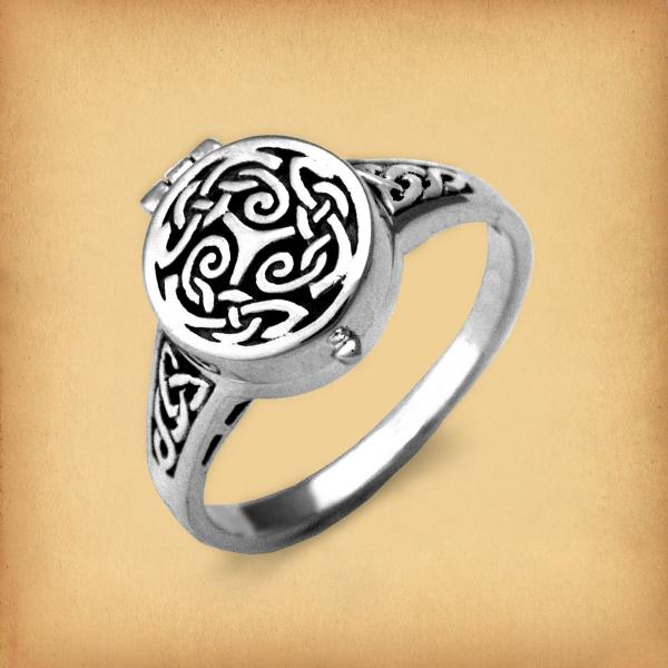 Silver Celtic Spirals and Knots Poison Ring - *Clearance* - RSS-542 picture