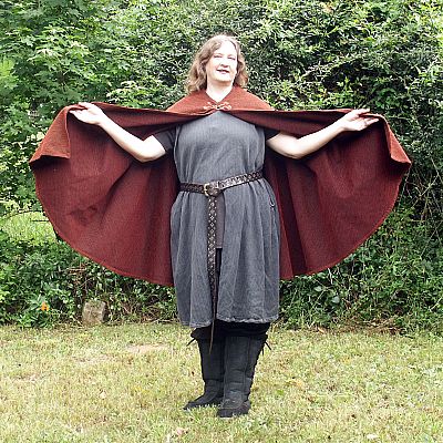 Dark Red Half Circle Cloak with Pockets - CLK-121 picture