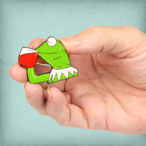 Tea Drinking Kermit Enamel Pin - PIN-080 picture