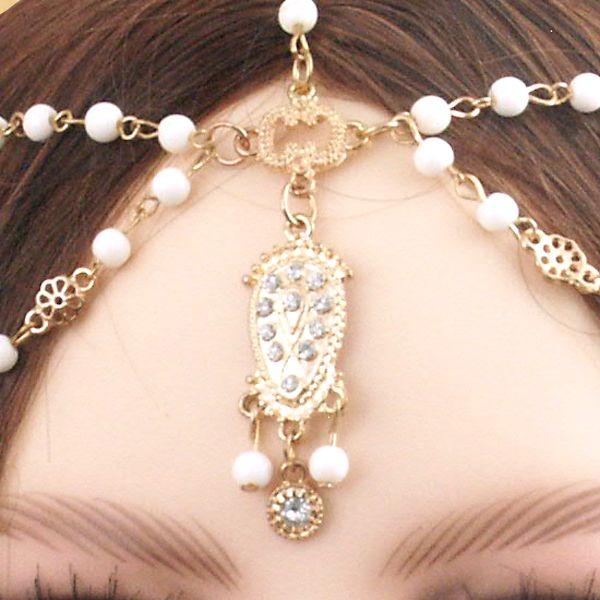 Faux Ivory Beaded Fantasy Headpiece - TIK-A100 picture