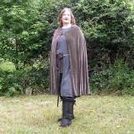 Pewter Grey Velvet Half Circle Cloak - CLK-059