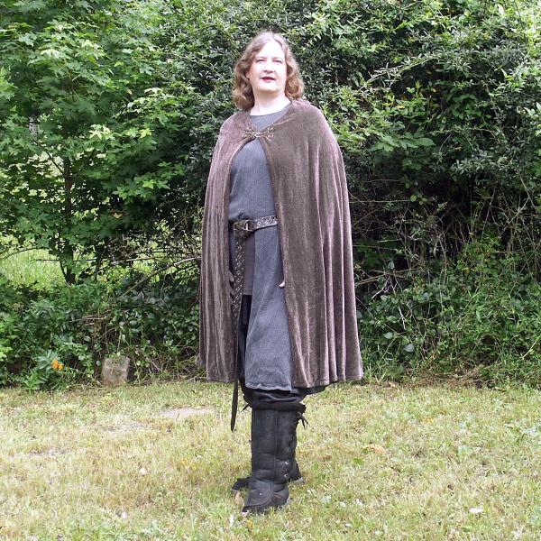 Pewter Grey Velvet Half Circle Cloak - CLK-059