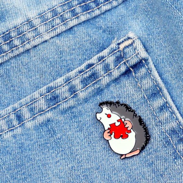 Hedgehog Puzzle Enamel Pin - PIN-090 picture