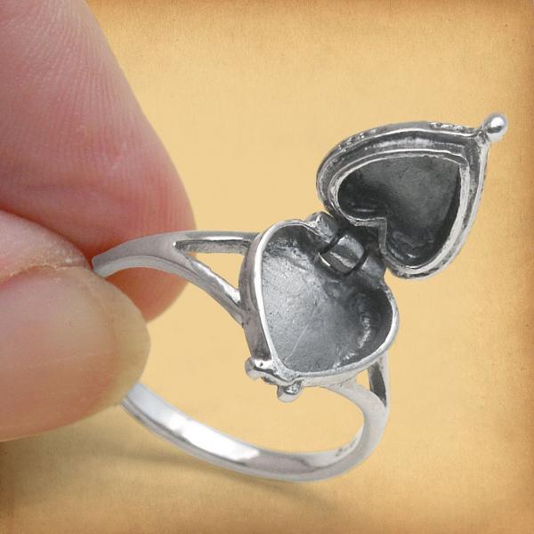 Silver Heart Poison Ring - RSS-506 picture