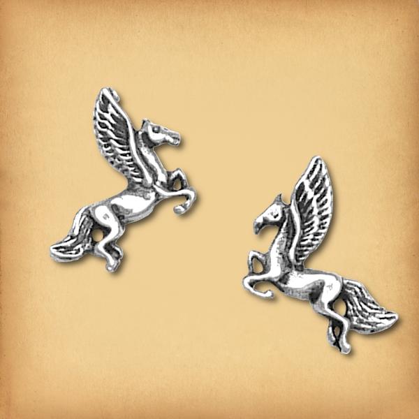 Silver Pegasus Stud Earrings - ESS-160
