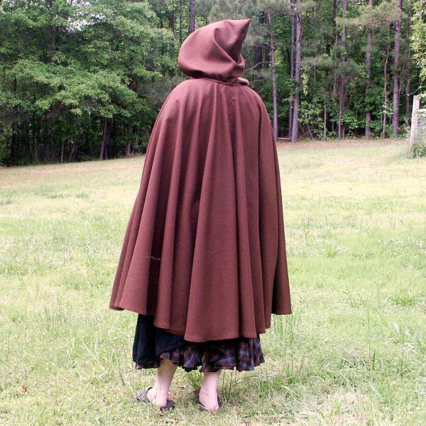 Full Circle Brown Cloak with Hood, Pockets and Trim - CLK-107 picture